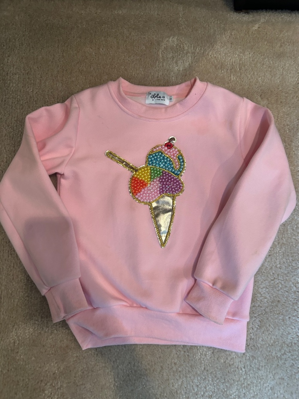 Lola + the Boys EUC Pink Sequin Ice Cream Sweatshirt
